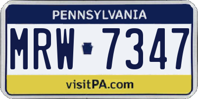 PA license plate MRW7347