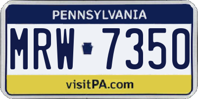 PA license plate MRW7350