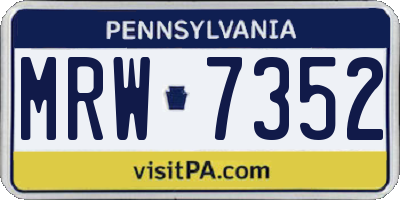 PA license plate MRW7352