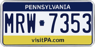 PA license plate MRW7353