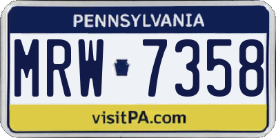 PA license plate MRW7358