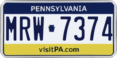 PA license plate MRW7374