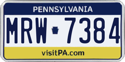 PA license plate MRW7384