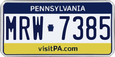PA license plate MRW7385