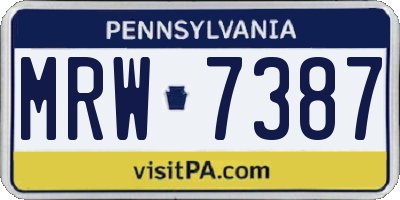 PA license plate MRW7387