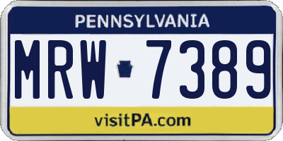 PA license plate MRW7389