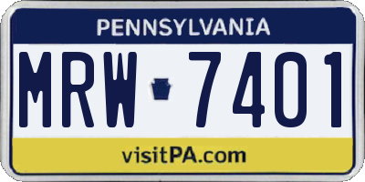 PA license plate MRW7401