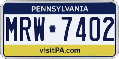 PA license plate MRW7402