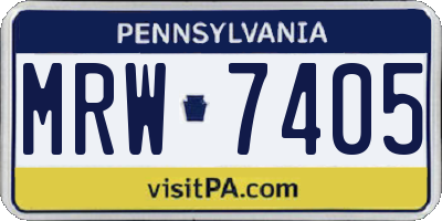 PA license plate MRW7405