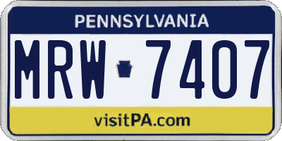 PA license plate MRW7407