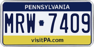 PA license plate MRW7409