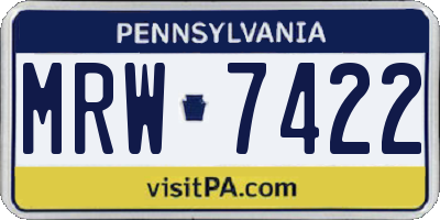 PA license plate MRW7422