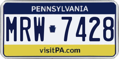 PA license plate MRW7428