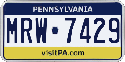 PA license plate MRW7429