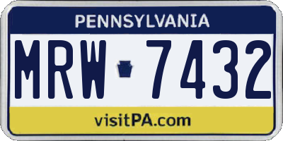 PA license plate MRW7432