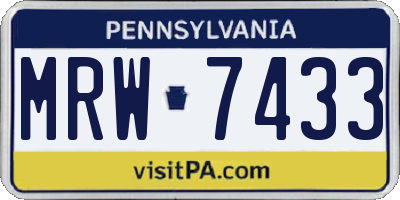 PA license plate MRW7433