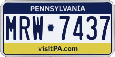 PA license plate MRW7437