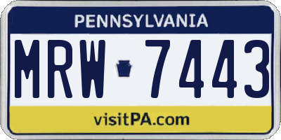 PA license plate MRW7443