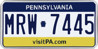 PA license plate MRW7445