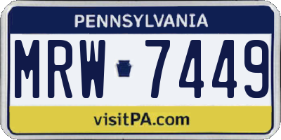 PA license plate MRW7449