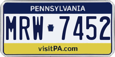 PA license plate MRW7452