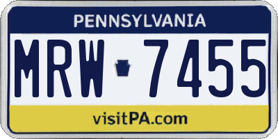 PA license plate MRW7455