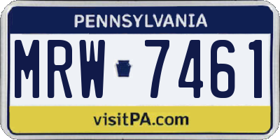 PA license plate MRW7461