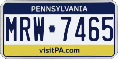 PA license plate MRW7465