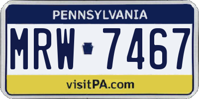 PA license plate MRW7467