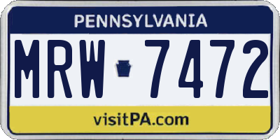 PA license plate MRW7472