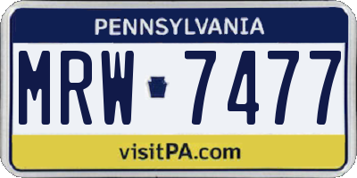 PA license plate MRW7477