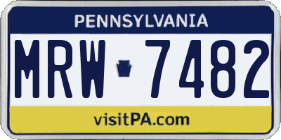 PA license plate MRW7482