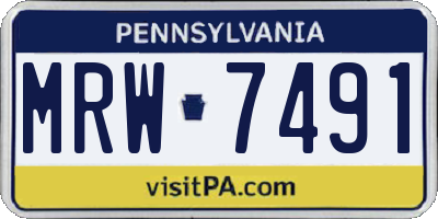 PA license plate MRW7491