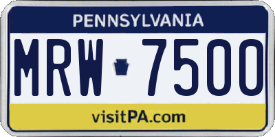 PA license plate MRW7500
