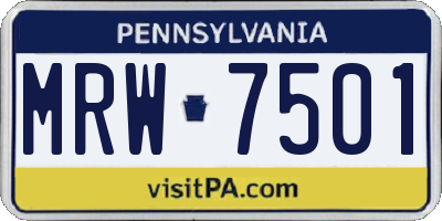 PA license plate MRW7501