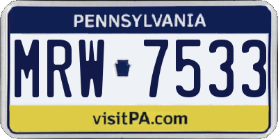 PA license plate MRW7533