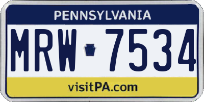 PA license plate MRW7534