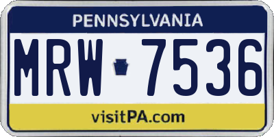 PA license plate MRW7536