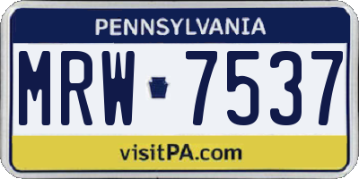 PA license plate MRW7537