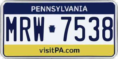 PA license plate MRW7538