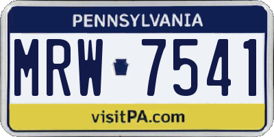 PA license plate MRW7541
