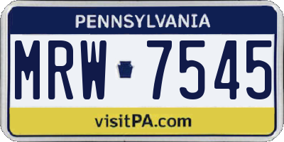 PA license plate MRW7545