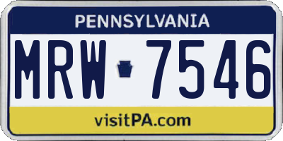 PA license plate MRW7546