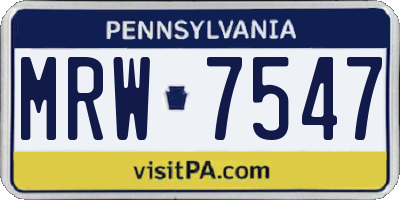 PA license plate MRW7547