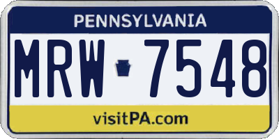 PA license plate MRW7548