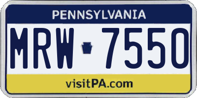 PA license plate MRW7550