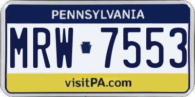 PA license plate MRW7553