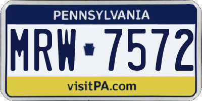PA license plate MRW7572