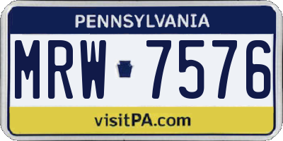 PA license plate MRW7576