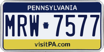 PA license plate MRW7577